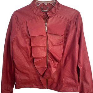 Jou Jou Faux Leather Burgundy Lined Zipper Front Closure